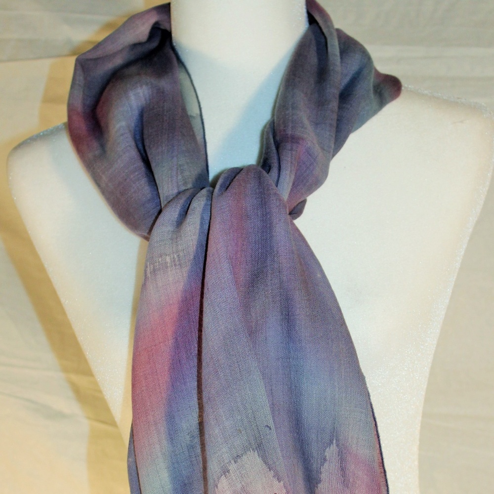 Blue and purple dyed cotton scarf